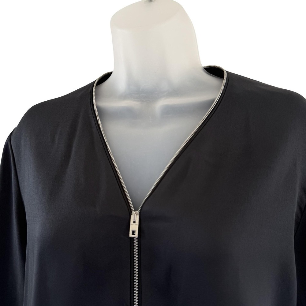 Rag & Bone Jacket Womens Large Navy Blue Crepe Knit Back Zip Bomber Minimalist - Picture 3 of 16